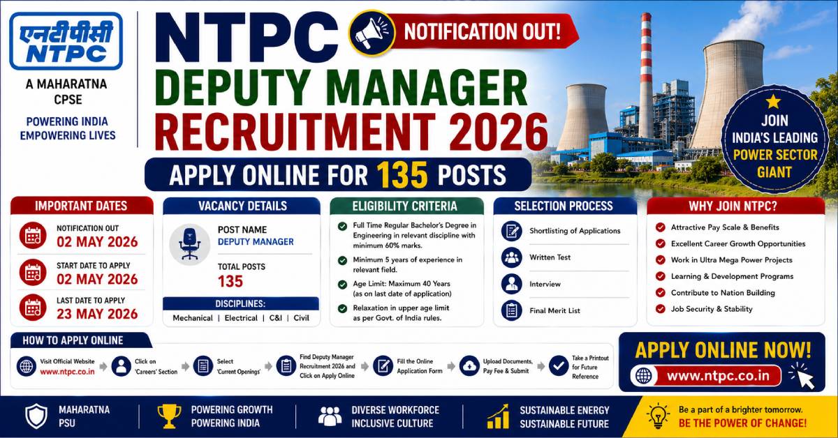 NTPC Deputy Manager Recruitment 2026